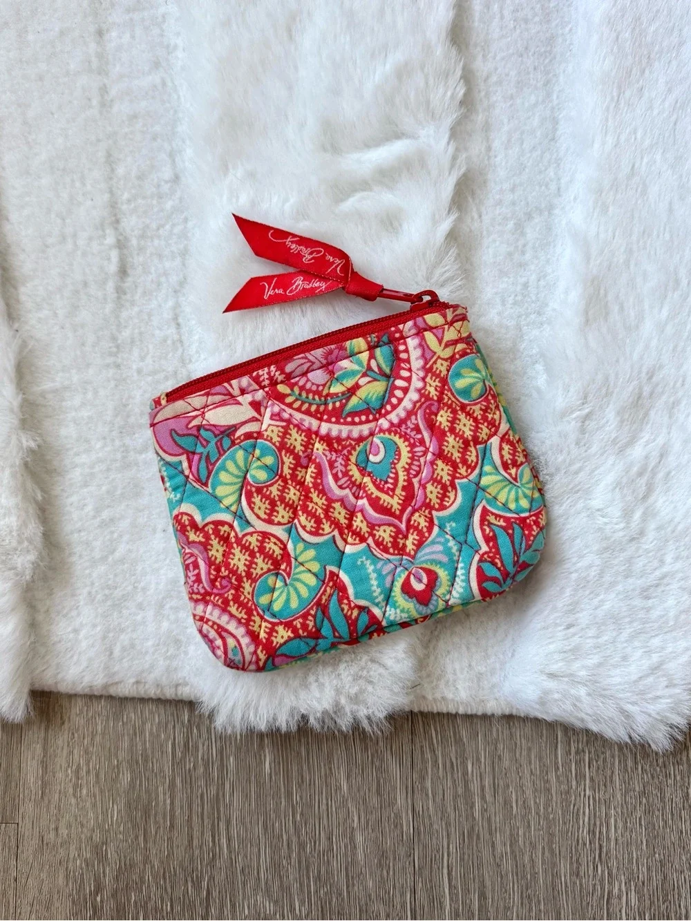 Vera Bradley Quilted Coin Pouch in Paisley in Paradise